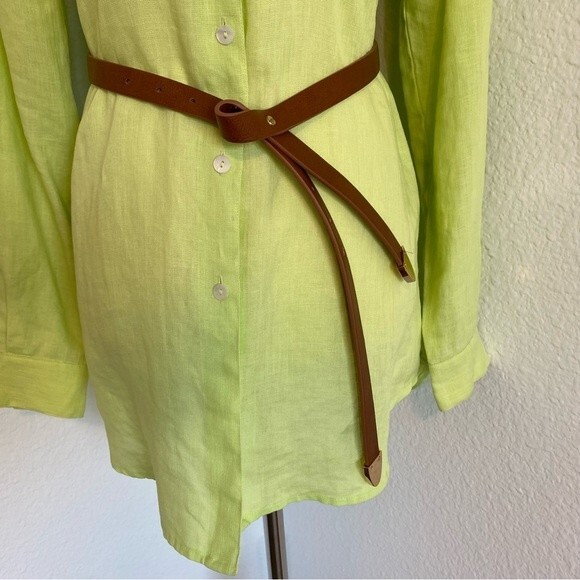 NWOT  Liz Claiborne Linen Lime Green Button Top w/Unique Belt Rare Size S - Picture 5 of 10